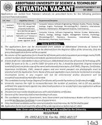 Abbottabad University AUST Jobs 2022