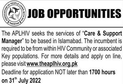 Jobs in Pakistan for Association of People Living with HIV in 2022 Advertisement