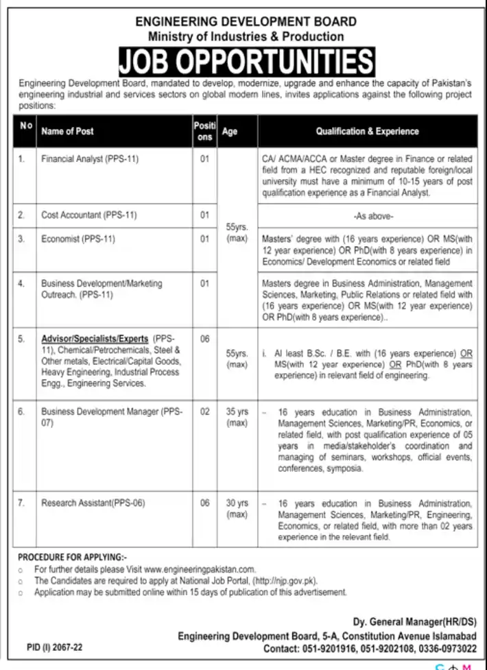 Latest Ministry of Industries and Production jobs Advertisement 2022 (1)