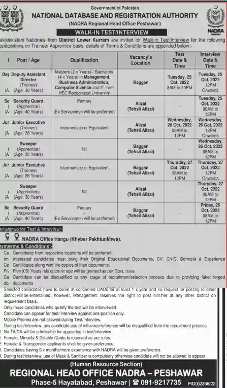 Nadra Peshawar Jobs