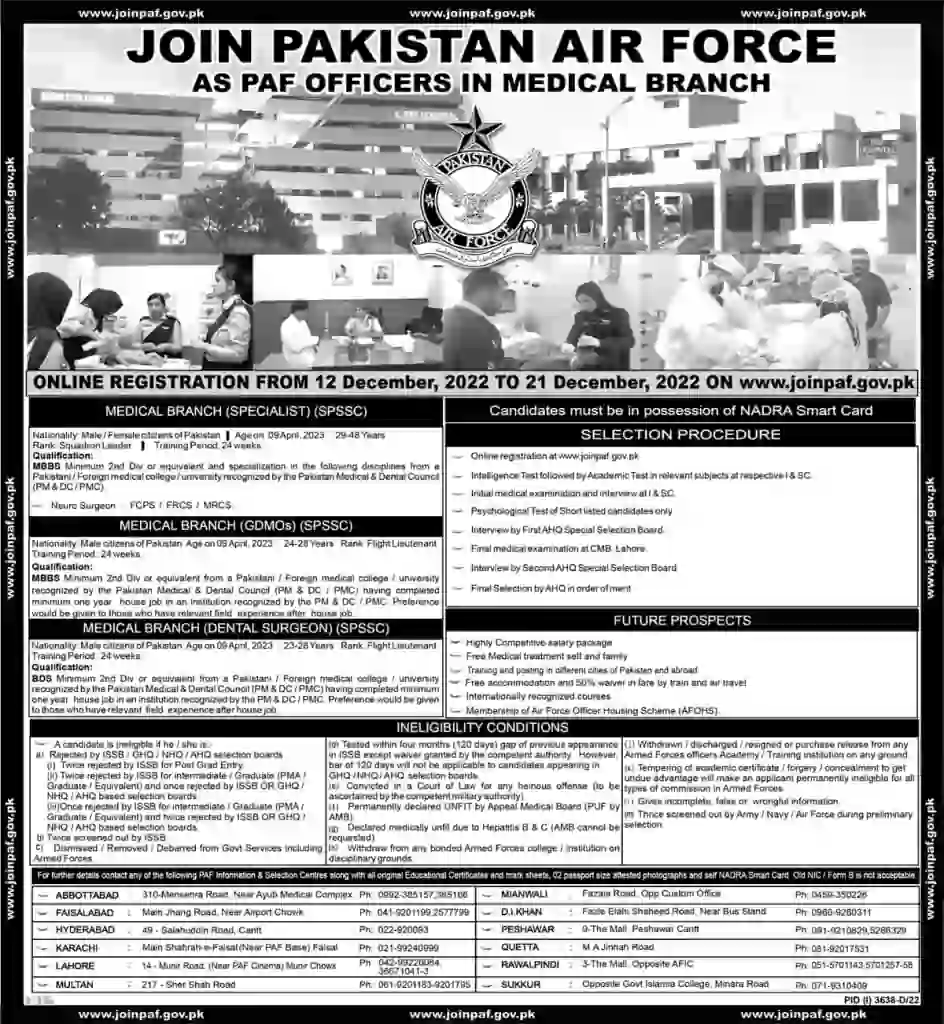 Join PAF Jobs as Medical Officer Apply Online Advertisement 2022