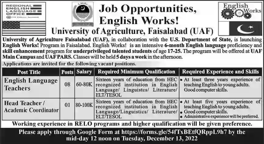 University of Agriculture Faisalabad Jobs Advertisement 2022
