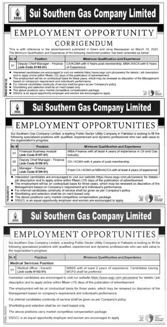 Sui Southern Gas Jobs 2023